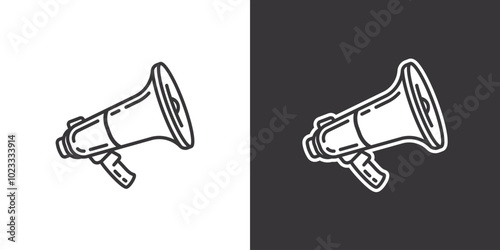 Loudspeaker on white and black background. Original vector illustration in vintage style.