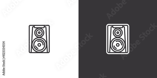 Large music speaker on white and black background. Original vector illustration in vintage style.