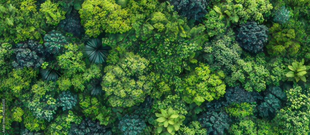 Naklejka premium top view forest tree Rainforest ecosystem.
