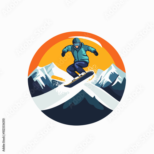 Illustration of snowboarding concept. Extreme. Snowboarder.