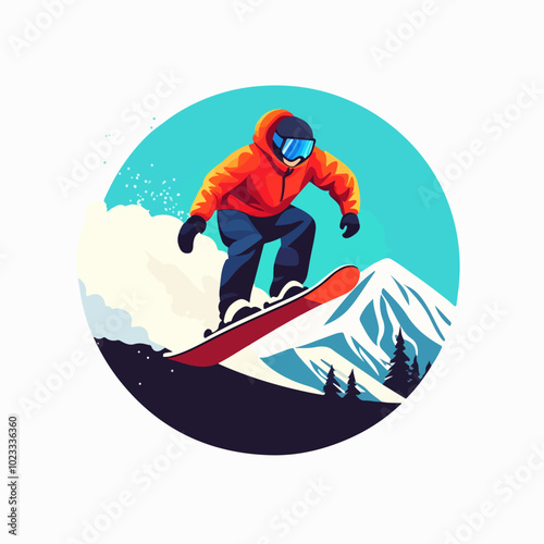 Illustration of snowboarding concept. Extreme. Snowboarder.