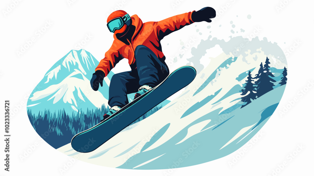 Illustration of snowboarding concept. Extreme. Snowboarder.