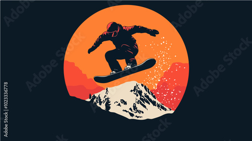 Illustration of snowboarding concept. Extreme. Snowboarder.