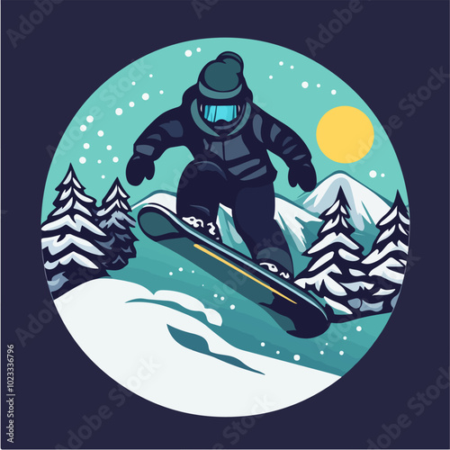 Illustration of snowboarding concept. Extreme. Snowboarder.