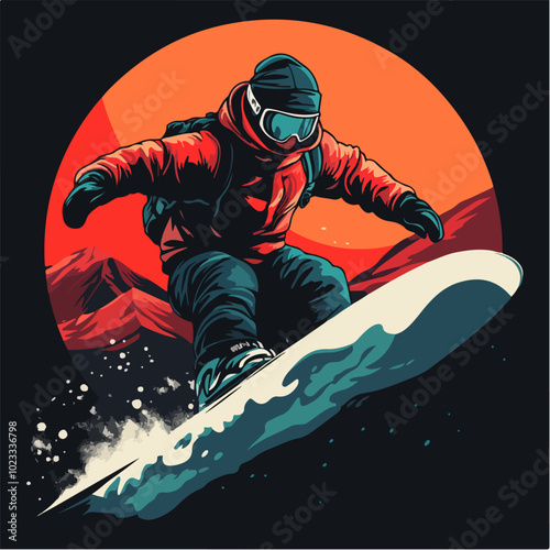 Illustration of snowboarding concept. Extreme. Snowboarder.