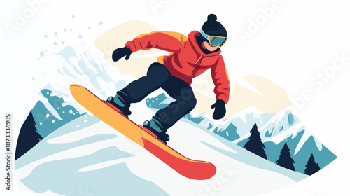 Illustration of snowboarding concept. Extreme. Snowboarder.