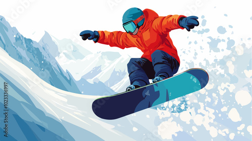 Illustration of snowboarding concept. Extreme. Snowboarder.