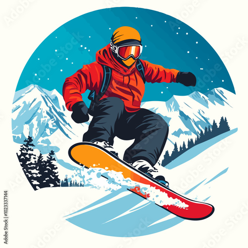 Illustration of snowboarding concept. Extreme. Snowboarder.