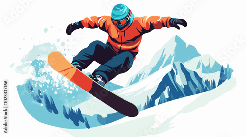 Illustration of snowboarding concept. Extreme. Snowboarder.