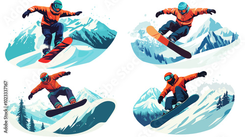 Illustration of snowboarding concept. Extreme. Snowboarder.