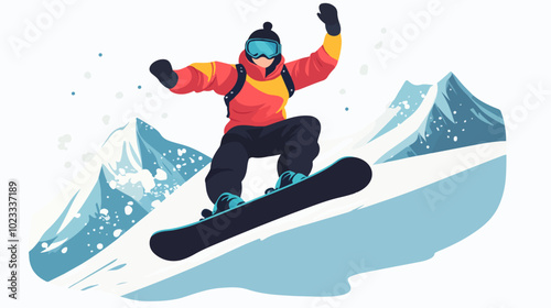 Illustration of snowboarding concept. Extreme. Snowboarder.