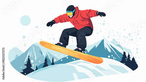 Illustration of snowboarding concept. Extreme. Snowboarder.