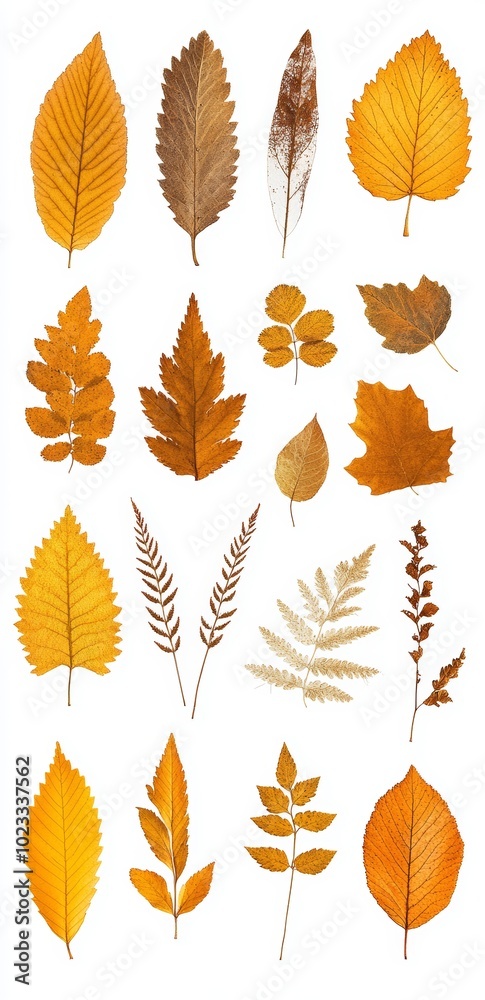 Falling leaves of a color-saturated autumn tree, cut out vertically Falling leaves of a color-saturated autumn tree, cut out vertically
