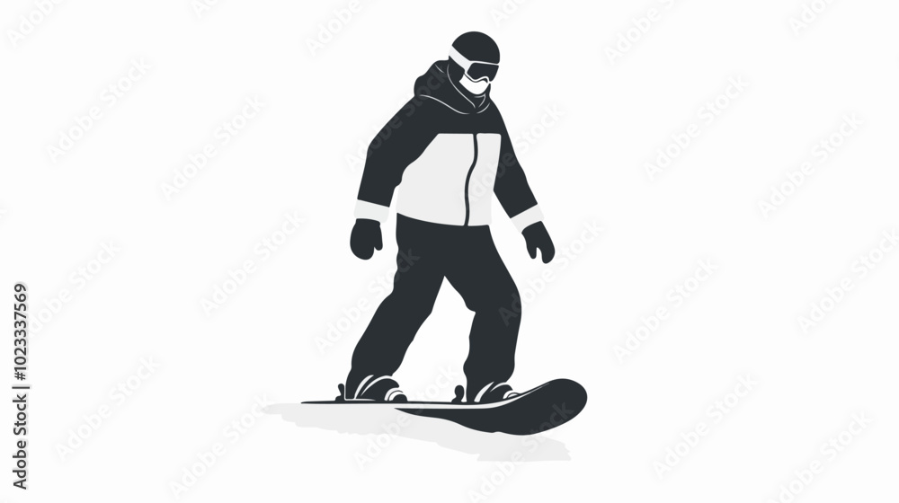 Obraz premium Black and white illustration of snowboarding concept. Extreme. Snowboarder.