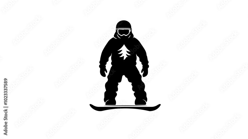 Obraz premium Black and white illustration of snowboarding concept. Extreme. Snowboarder.