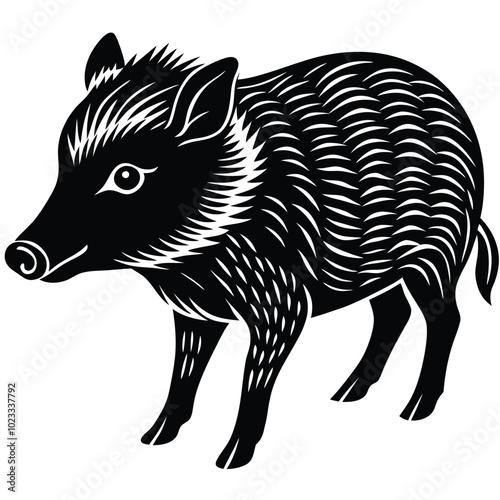 Peccary Wild Animal Vector Art.