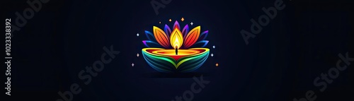 A vibrant and artistic depiction of a lotus flower candle with a glowing flame, symbolizing peace and serenity.