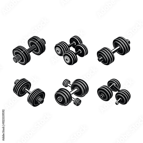 Stylish generative AI vector design of dumbbells for fitness-themed graphics