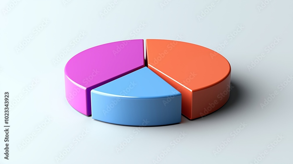 3D Minimal Pie Chart in Smooth Colors 3D Minimal Pie Chart in Smooth Colors