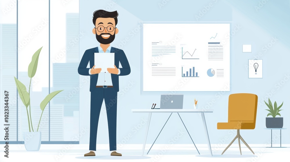 Professional Man in Modern Office Background Professional Man in Modern Office Background