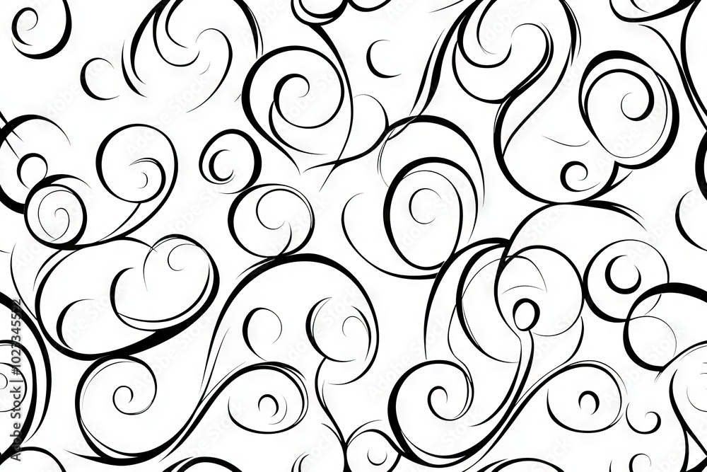 Seamless Pattern - Abstract black and white swirling pattern Seamless Pattern - Abstract black and white swirling pattern
