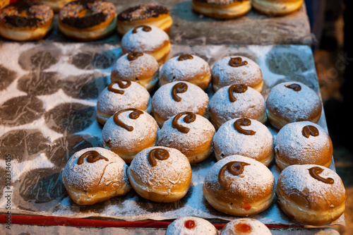 Decorative Israeli Hanukkah donuts photo