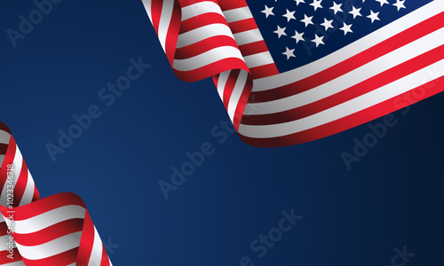 American flag waving patriotic banner background frame border abstract pattern vector illustration for celebration, bunting, flyer, 4th of July, Veterans Day, Election, Presidents Day, sale, US, blue