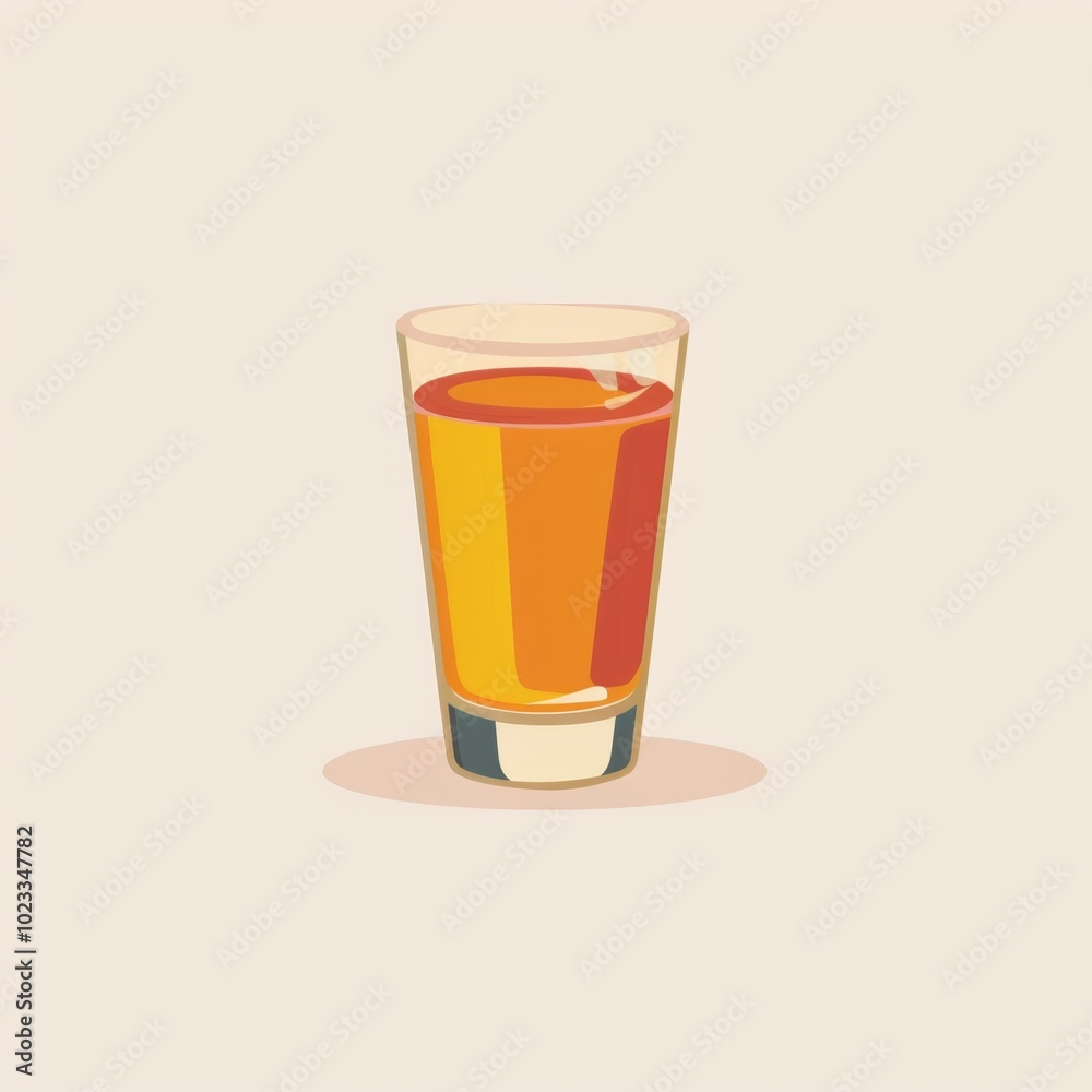 A glass of orange juice is shown on a white background
