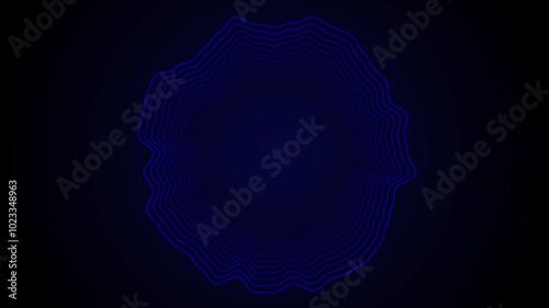 Blue Circle Wavy Line Motion Graphics | Dark Blue & Black Background | Ideal for Title Animations & Openings