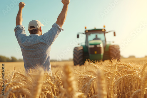 Happy Farmer Celebrating Harvest Success | Joyful Moments in Agriculture and Sustainable Farming