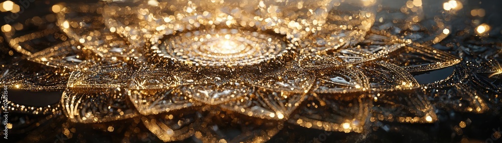 A stunning golden lotus design illuminated by soft lights, creating a serene and enchanting atmosphere. A stunning golden lotus design illuminated by soft lights, creating a serene and enchanting atmosphere.