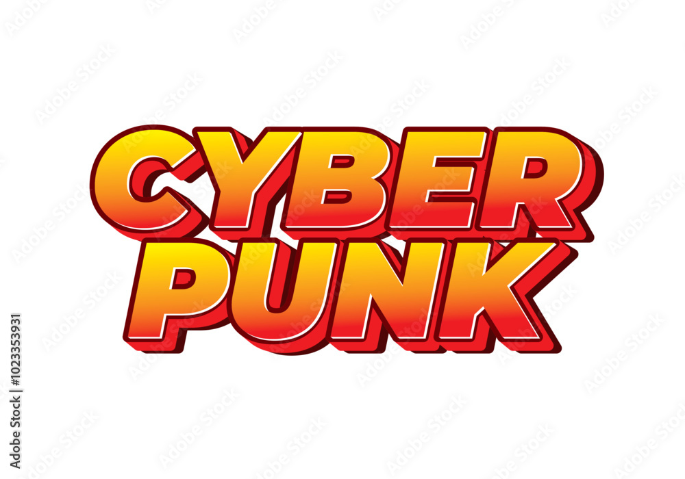 Cyber punk. Text effect in bold fonts with 3D style Cyber punk. Text effect in bold fonts with 3D style