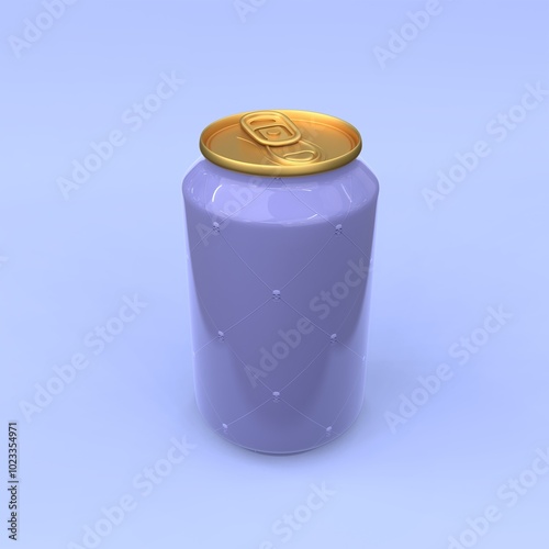 Aluminum glossy can on blue background. 3d illustration.