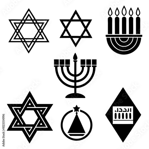 Jewish Vector Icons silhouette vector illustration