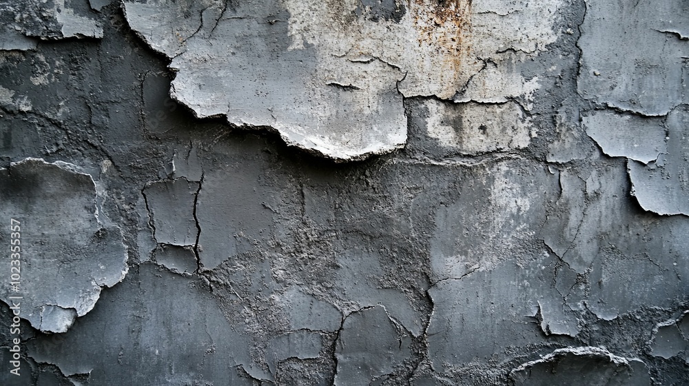 Cracked and Peeling Gray Paint on a Wall Surface Cracked and Peeling Gray Paint on a Wall Surface