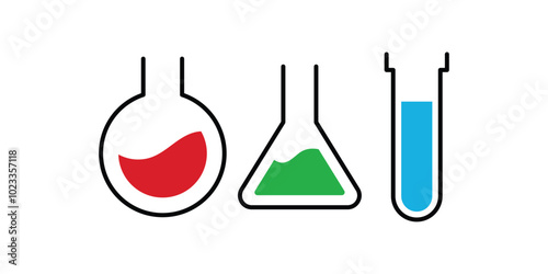 Set of Laboratory beaker icon. Lab flask icon.