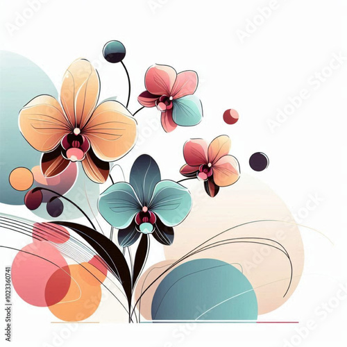 Colorful abstract floral design featuring orchid flowers  background 