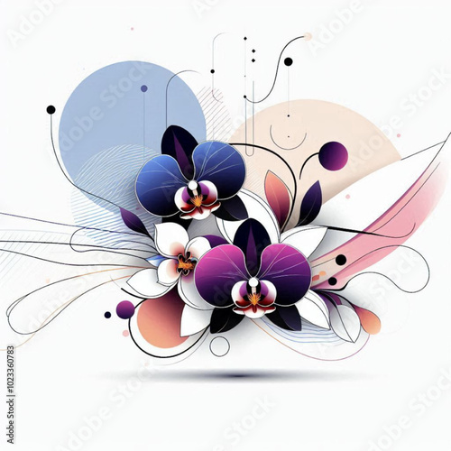Colorful abstract floral design featuring orchid flowers  background 