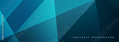 Blue modern abstract wide banner with geometric shapes. Dark blue abstract background. Vector illustration