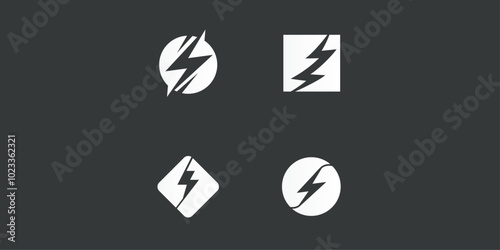 Set of Thunder logo design vector template. Thunder Electric Ligthning Bolt Logo.