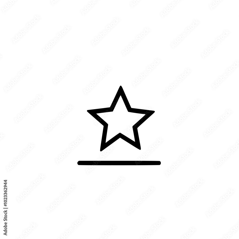 Minimalist black star icon with underline on a white background, symbolizing excellence and simplicity in a modern design. Minimalist black star icon with underline on a white background, symbolizing excellence and simplicity in a modern design.