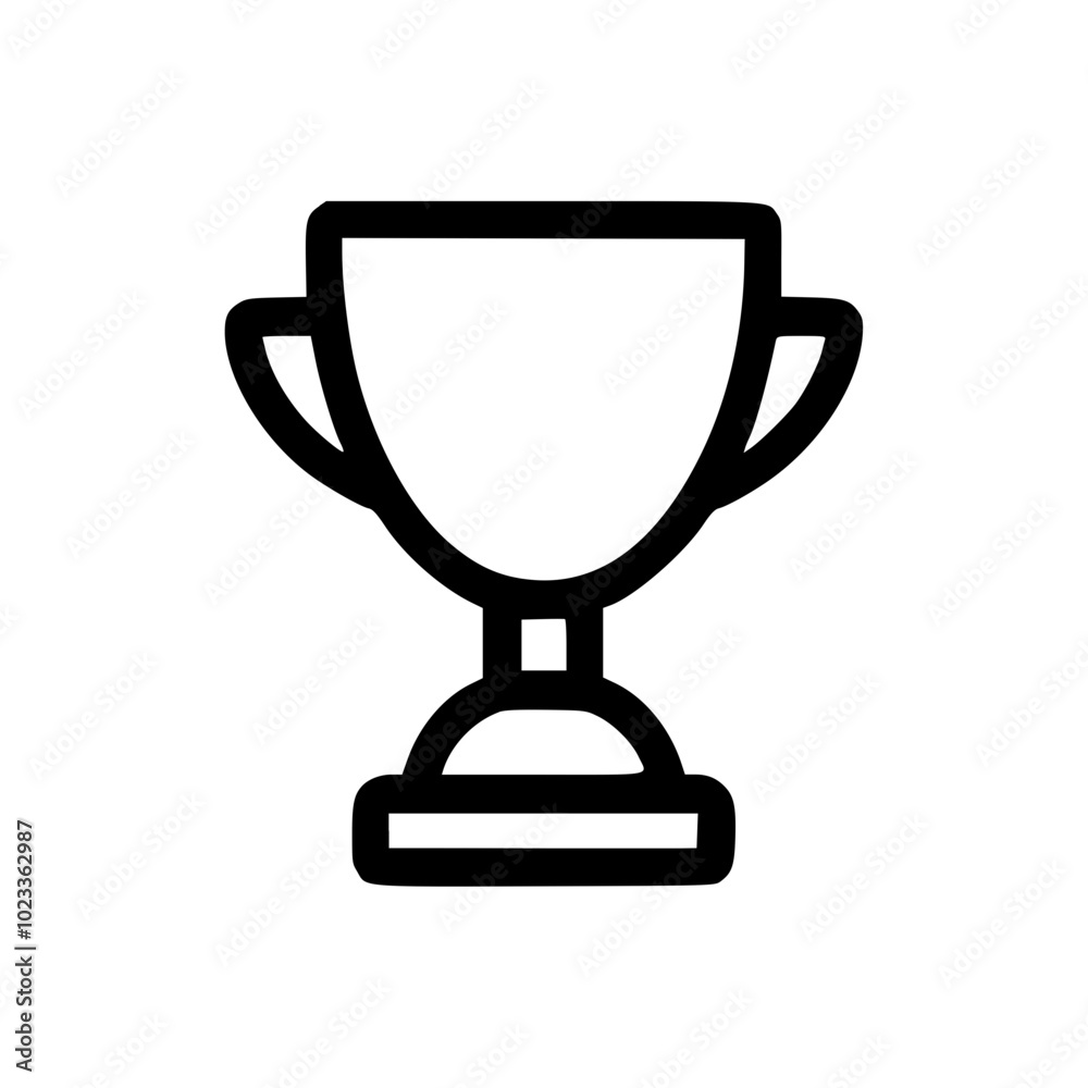 Minimalist black and white illustration of a trophy icon, representing victory and achievement in a simple, clean design style. Minimalist black and white illustration of a trophy icon, representing victory and achievement in a simple, clean design style.