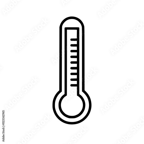 Black and white line drawing of a thermometer isolated on a white background.