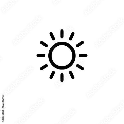 A simple black sun icon with rays extending outward, depicted against a plain white background.