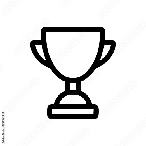 Minimalist black and white illustration of a trophy icon, representing victory and achievement in a simple, clean design style.