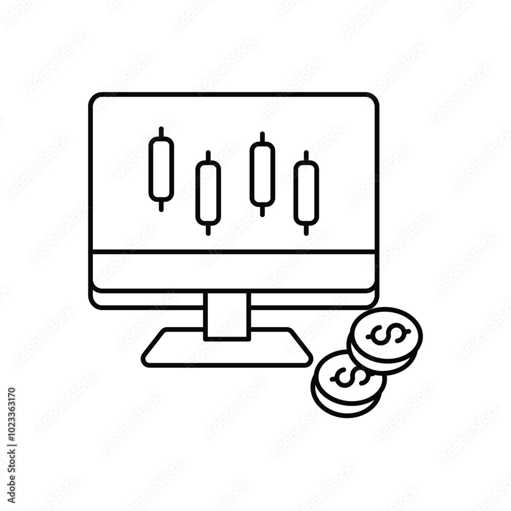 stock exchange line icon with white background vector stock illustration stock exchange line icon with white background vector stock illustration