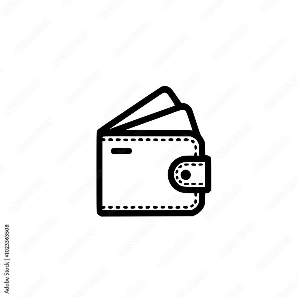 Minimalist black and white icon of an open wallet with two visible card slots, symbolizing finance and currency management in a simplistic graphic design. Minimalist black and white icon of an open wallet with two visible card slots, symbolizing finance and currency management in a simplistic graphic design.