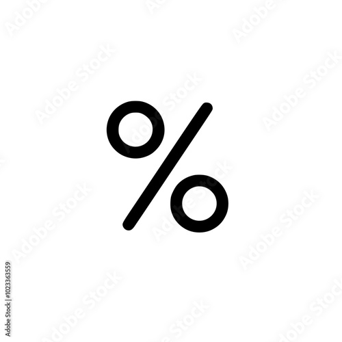 Minimalist black percentage symbol on a white background, representing mathematical concepts, finance, or discounts in a clean, modern style.