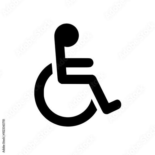 Minimalist black wheelchair symbol icon on a white background representing accessibility and disability inclusion globally.