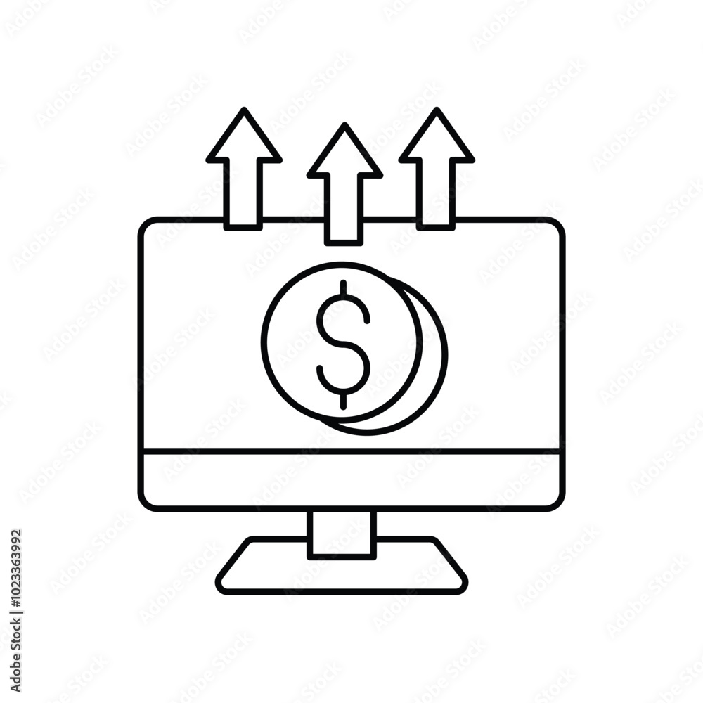 money growth line icon with white background vector stock illustration